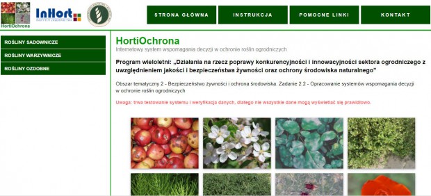 fot. hortiochrona.inhort.pl HortiOchrona – system doradczy dla plantatorów opracowany przez Instytut Ogrodnictwa