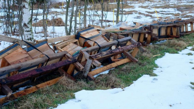 Trudno na tę chwilę dokładnie oszacować straty. / fot. TVN24 Dolnośląskie: Poprzewracane ule, zmrożone pszczoły