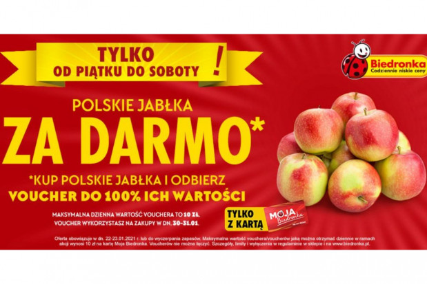 Promocja na jabłka Biedronka rozdaje polskie jabłka za darmo