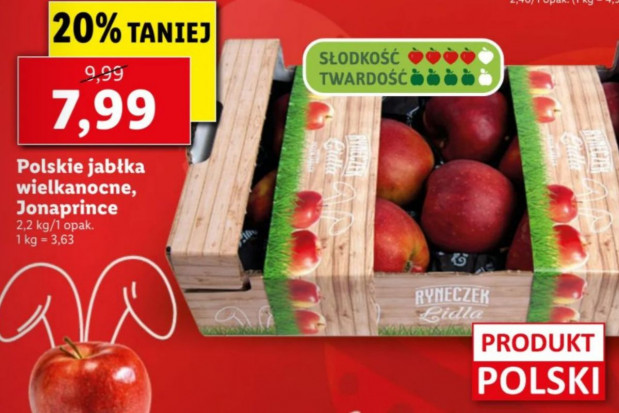 Jabłka w ofercie wielkanocnej Lidla; fot. mat.pras. Lidl: Jonaprince sprzedawane jako polskie jabłka wielkanocne - 3,6 zł/kg