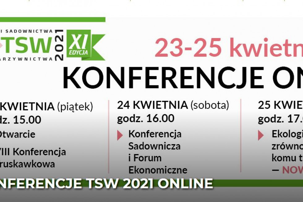 Organizatorzy TSW 2021 zapraszają do udziału w konferencjach online/ materiały prasowe Konferencje TSW 2021 odbędą się online