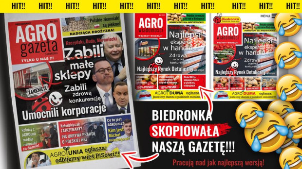 AgroUnia walczy z Biedronką; fot. facebook.com/projektAGROunia AgroUnia walczy z Biedronką. Na gazetki i ziemniaki