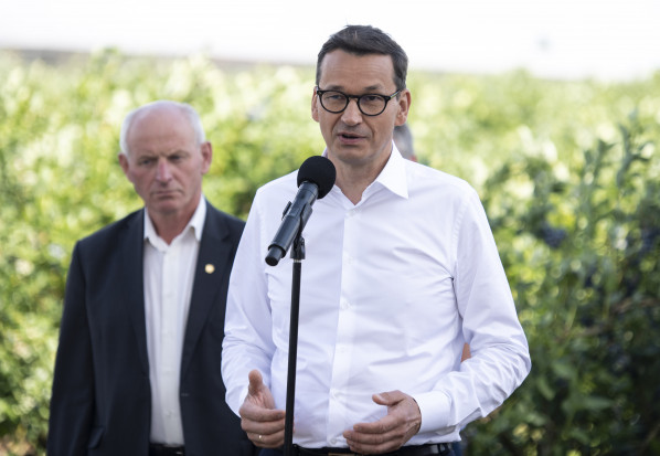 Premier przebywał w czwartek z wizytą w gospodarstwie ogrodniczym w miejscowości Białousy w woj. podlaskim/ fot. PAP/Michał Zieliński Premier: Polski Ład zbudowaliśmy w taki sposób, żeby skorzystać z różnorodności polskiego rolnictwa