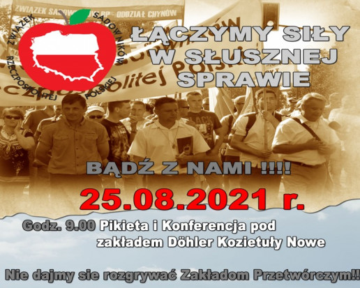 25 sierpnia sadownicy będą protestować przeciwko zaniżaniu cen jabłek/ fot. materiały prasowe Sadownicy zapowiadają pikietę i konferencję pod zakładem Döhler